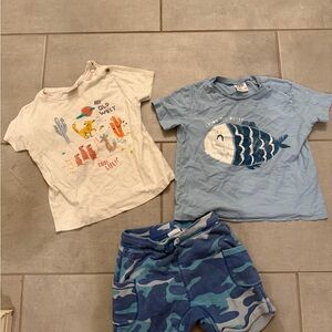 Zara size 3-4 years play condition bundle - 2 tees and 1 pair of shorts